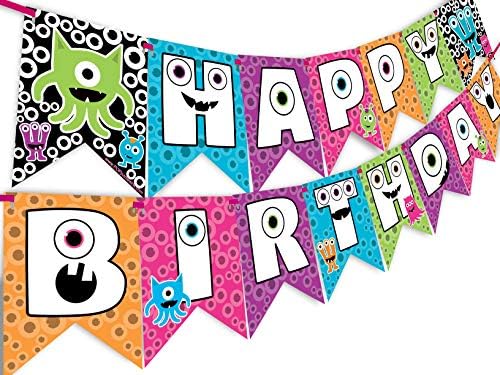 Little Monsters Happy Birthday Banner - Monster Alien Party Decorations
