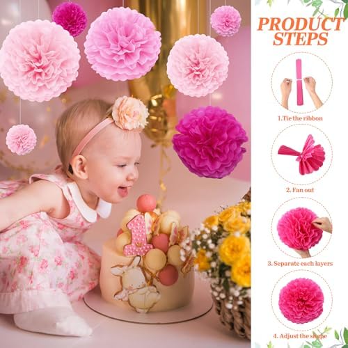 Skyygemm 72 Pcs Tissue Paper Pom Poms Decorations 1