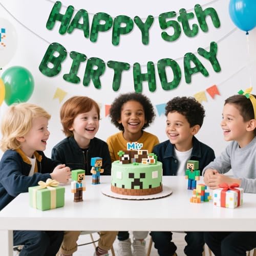 Minecraft Birthday Banner for Kids Parties and Gaming Events
