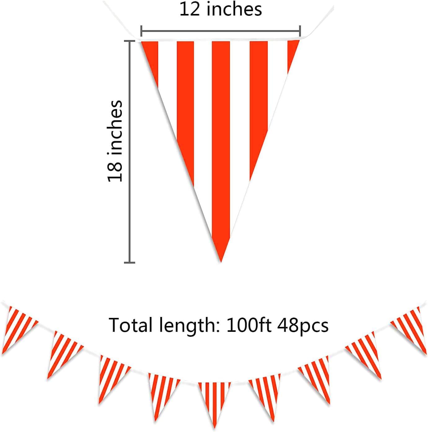 Piokio 100ft Red White Striped Pennant Banner