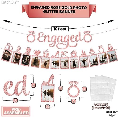 KatchOn Rose Gold Glitter Engagement Banner - 10ft