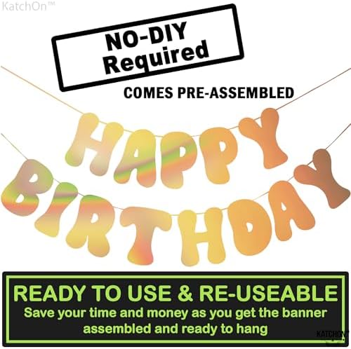 Iridescent Gold Happy Birthday Banner 10 Feet Prestrung