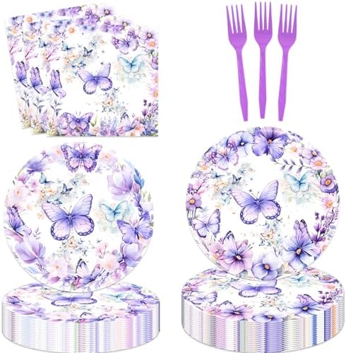 Vetwo Butterfly Birthday Party Paper Napkins 60pcs