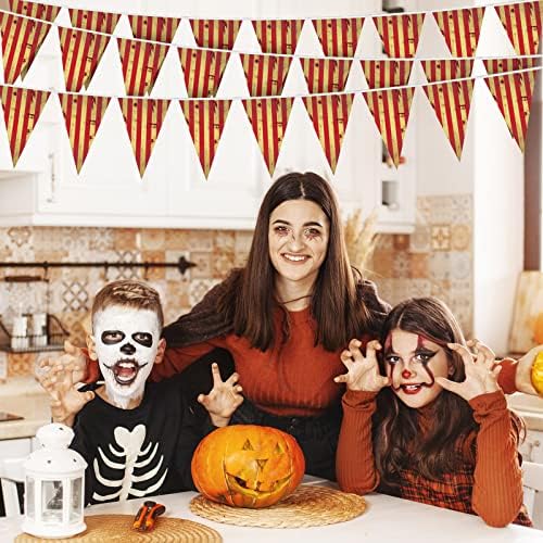 5 Pack Circus Creepy Halloween Banners Red White Striped