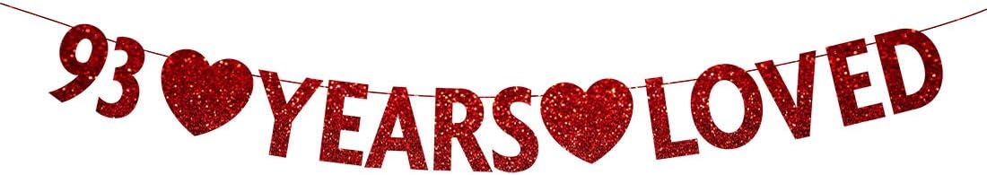 Red Glitter Happy 93rd Birthday Banner