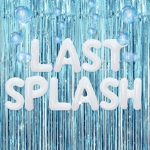 Last Splash Banner Balloons Blue White Coastal Bachelorette Decor