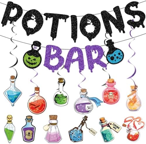 Potions Bar Banner Glitter Halloween Decorations