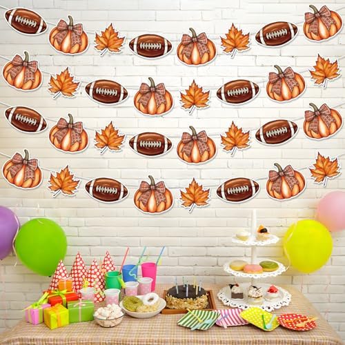 Fall Football Party Decorations 4PCS Pre-Strung Banners