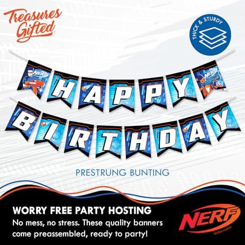 Officially Licensed Nerf Birthday Banner for Kids Party Decorations