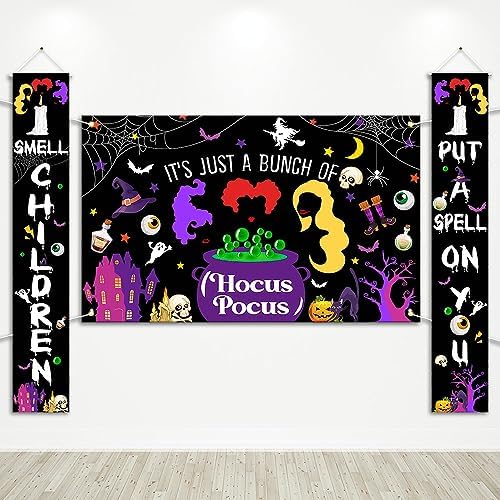 Avezano Hocus Pocus Halloween Decorations 3pcs Witches Banners