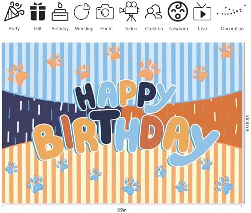MIKLIfez Cartoon Blue Dog Birthday Banner 5x3ft