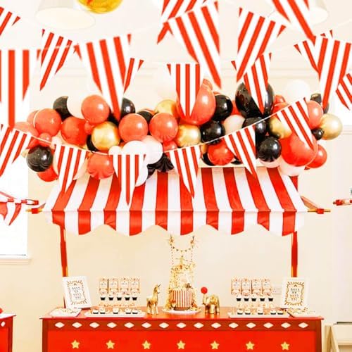 Piokio 100ft Red White Striped Pennant Banner