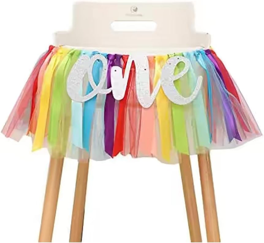 Rainbow High Chair Banner for 1st Birthday Party