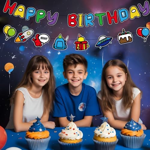 Space Happy Birthday Banner for Boys Party Decorations