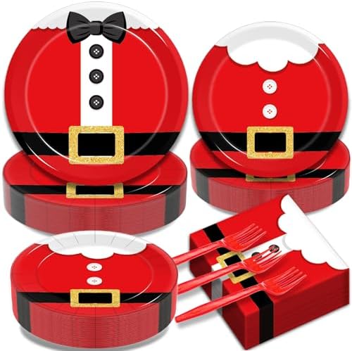 200Pcs Santa Claus Christmas Plates Napkins Set