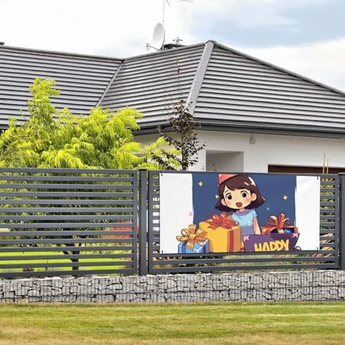 Cartoon Birthday Photo Backdrop Flag 24x47 Inch