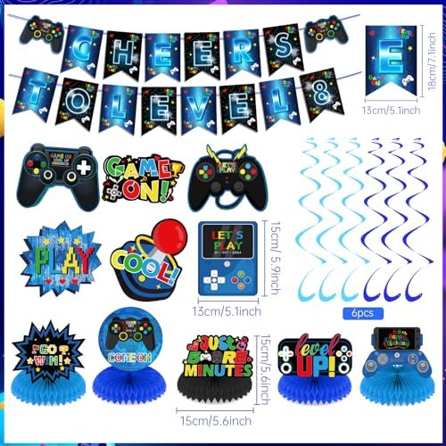 Video Game 8th Birthday Party Decorations Set