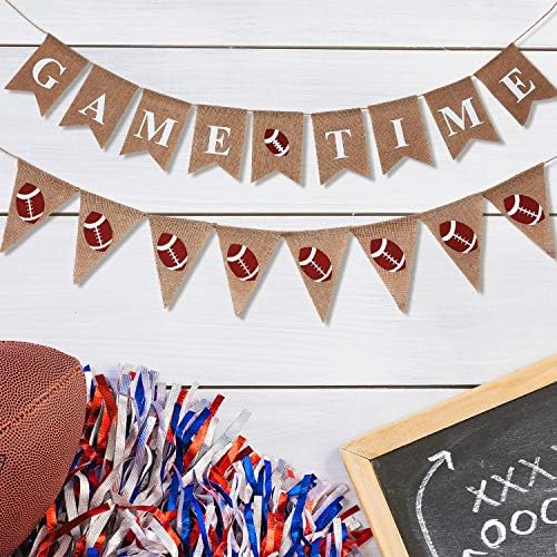 2 Piece Burlap Football Banner 115ft Party Decorations