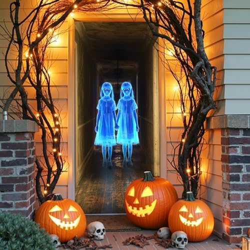 Halloween Door Cover with Rope - Scary Twins 35x78 Inches