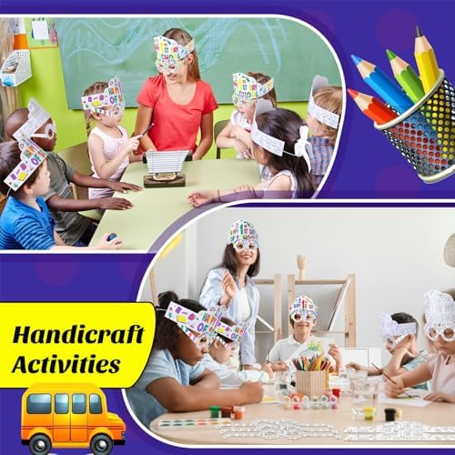 Yilloog 36 Pack First Day School Paper Crowns and Glasses