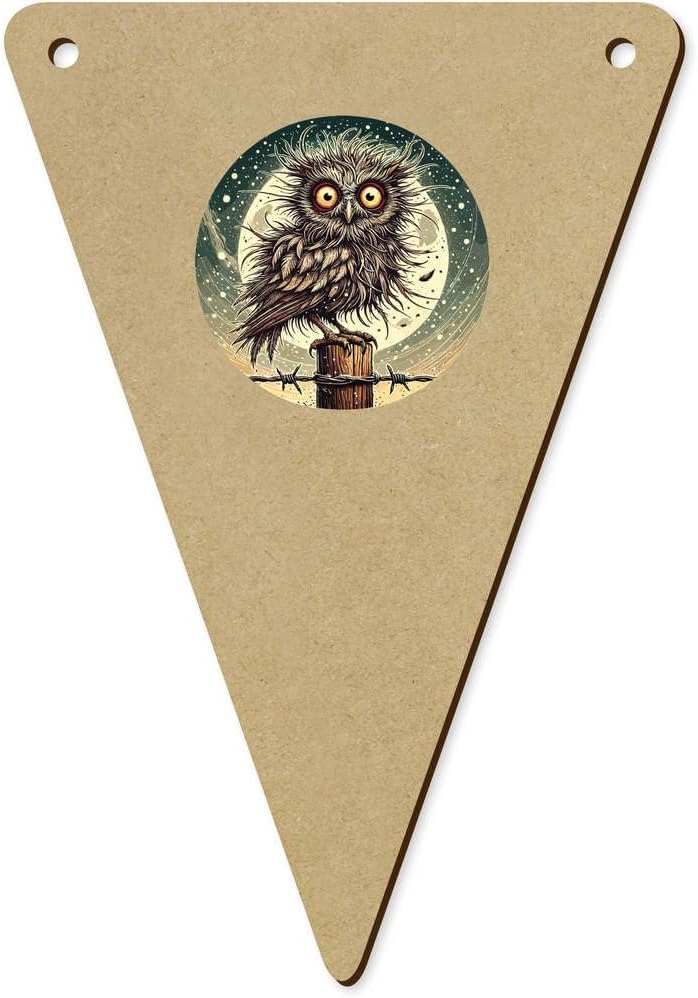 5 Piece Moonlight Owl Wooden Bunting Flags