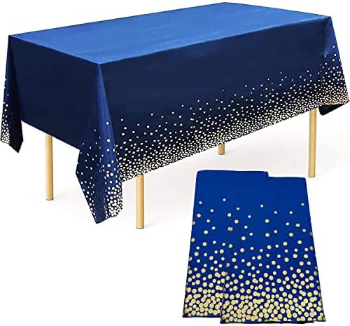 Navy Blue Tablecloths 2 Pcs - Glittery Graduation Party Cover