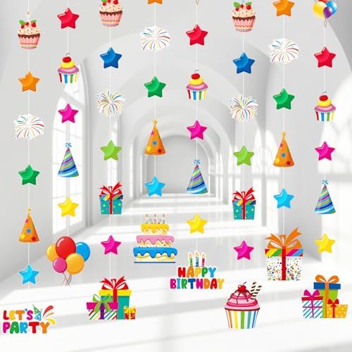 8 Pcs Happy Birthday Garland Streamers Decorations
