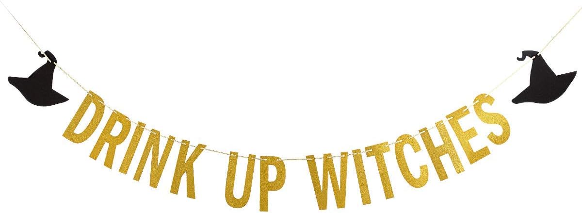Gold Glitter Witches Halloween Banner