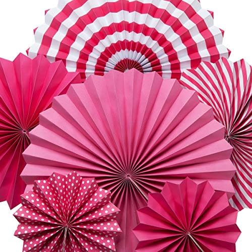 ONUPGO 12PCS Pink Fiesta Paper Fans Decorations
