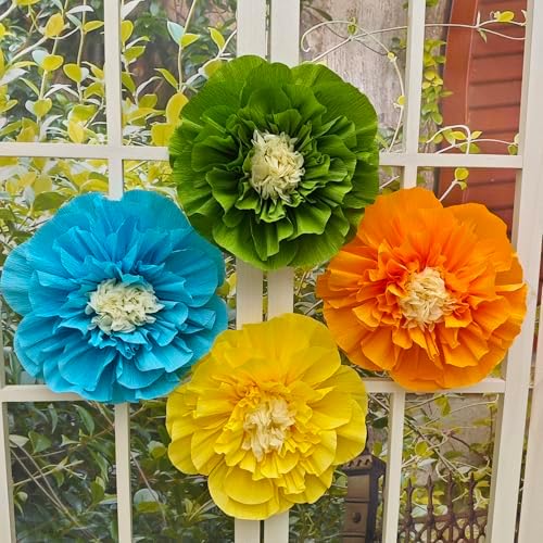 Mybbshower Crepe Paper Flowers Pack of 9
