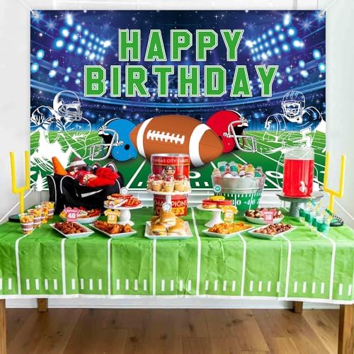 Football Birthday Banner - Party Backdrop Decoration