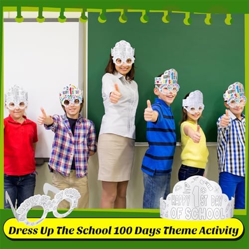 Yilloog 36 Pack First Day School Paper Crowns and Glasses