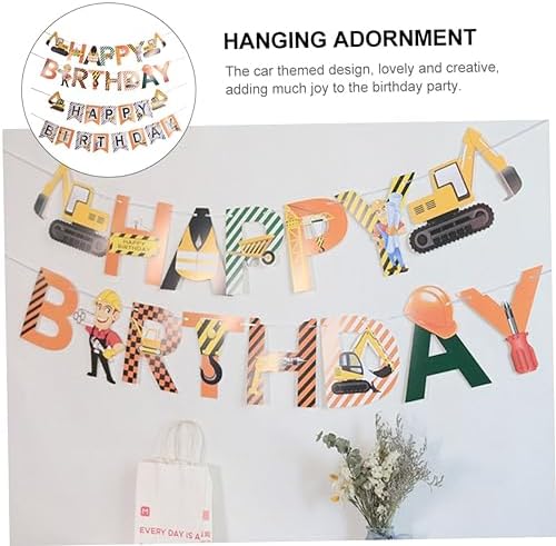 2pcs Excavator Themed Birthday Banners for Boys and Girls