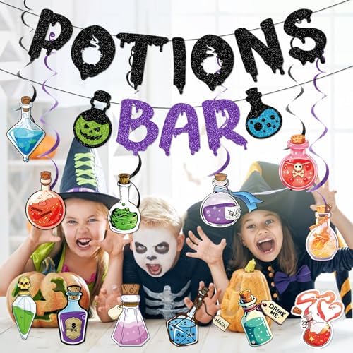 Potions Bar Banner Glitter Halloween Decorations