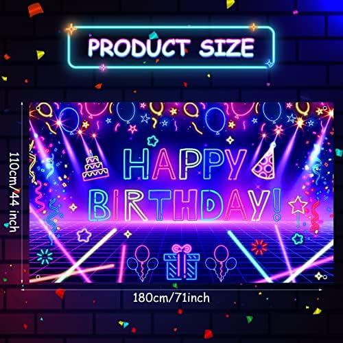 Glow Neon Birthday Party Banner - 71x44 Inch UV Reactive