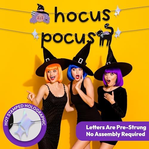 Hocus Pocus Halloween Banner - Witch Cat Decor