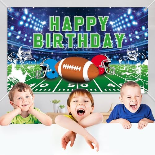 Football Birthday Banner - Party Backdrop Decoration