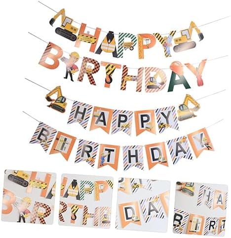 2pcs Car Themed Birthday Hanging Flags for Boys and Girls
