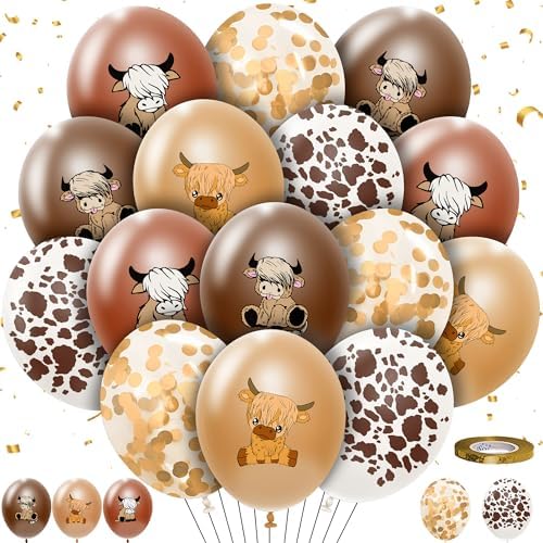 50 Pcs Highland Cow Party Balloons Supplies