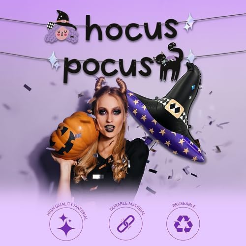 Hocus Pocus Halloween Banner and Witch Hat Balloon