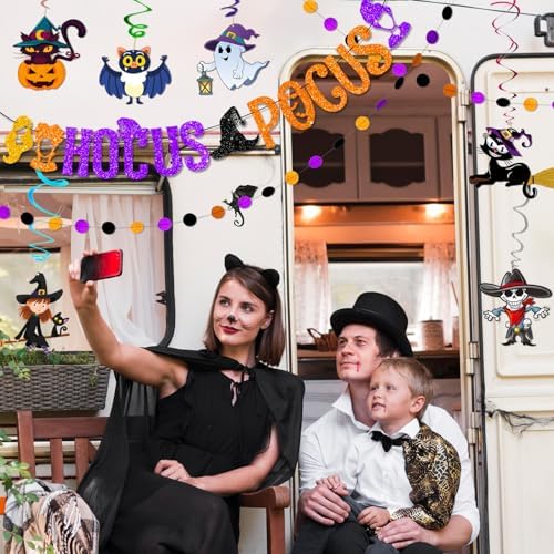 Halloween Banner Bunting Decor Set with Glitter