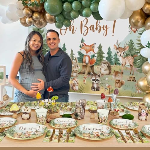 Woodland Baby Shower Plate Set 175 Pcs for 25 Guests