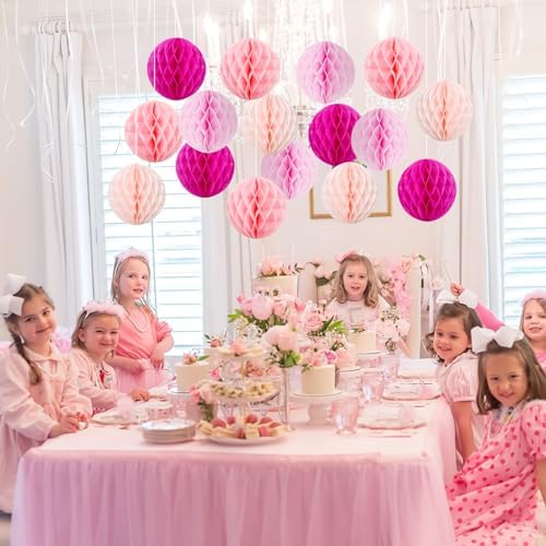 Hanging Honeycomb Decor Hot Pink Party Balls Set of 16