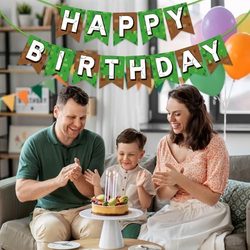 Pixel Happy Birthday Banner for Gamer Parties