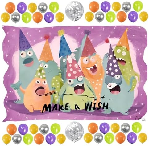 Monster Themed Birthday Backdrop for Kids Party