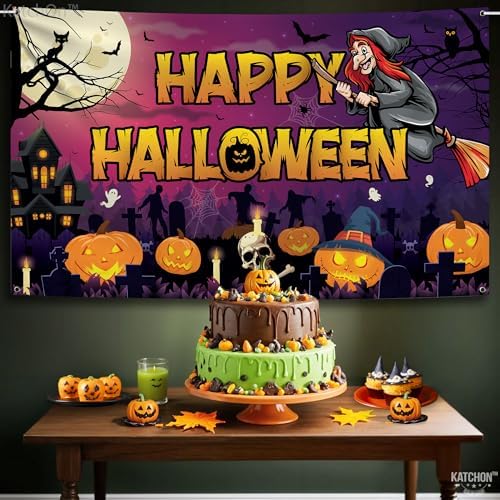 KatchOn Spooky Halloween Banner - XtraLarge 72x44 Inch
