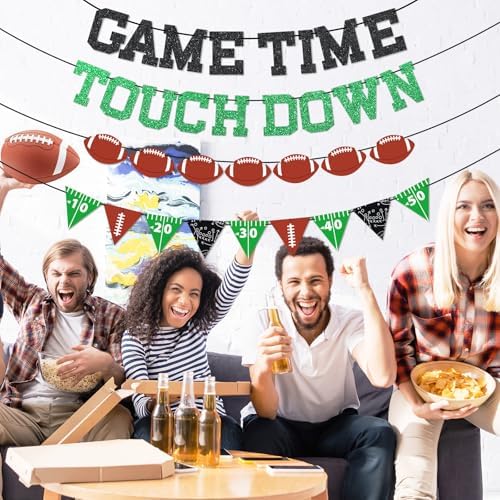 Qyeahkj 4Pcs Football Party Banners - Ready to Hang