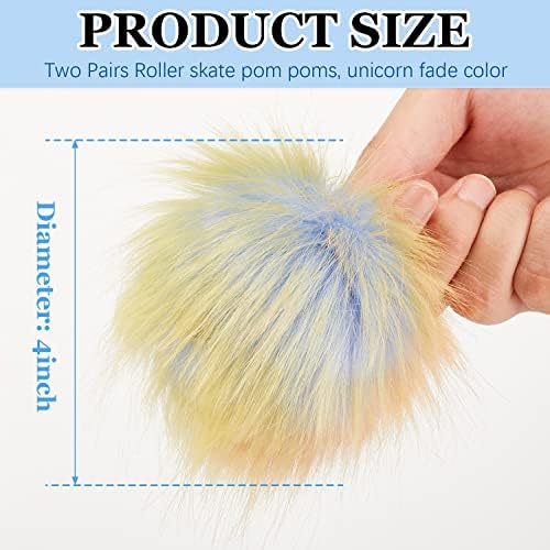Gejoy 4 Inch Roller Skate Pom Poms with Bells
