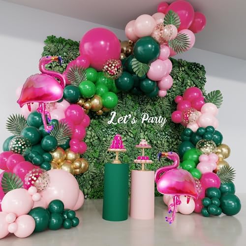 156Pcs Tropical Flamingo Balloon Garland Kit