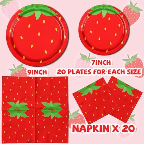 Strawberry Themed Tableware Set for Kids First Birthday